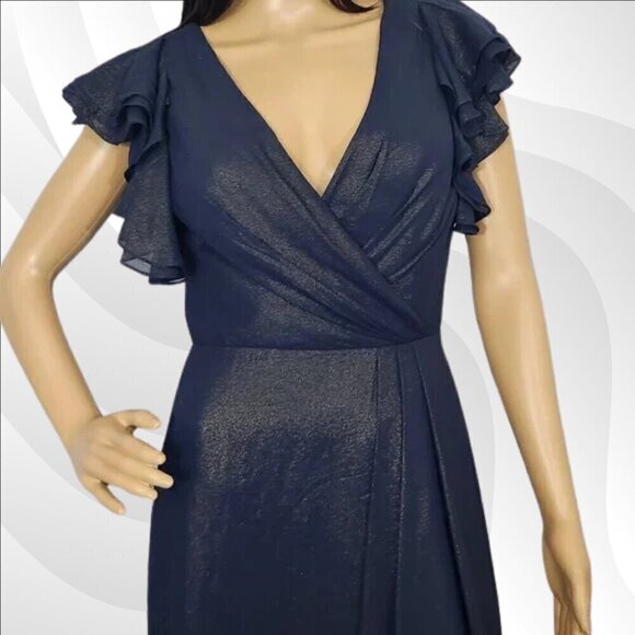 2/$50 Dessy Collection Vivian Diamond Midnight Gold Dress Size 2 | Elegant Gown - Picture 4 of 9